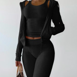 Double sided velvet Vest Hooded Three Piece Set CH-8235