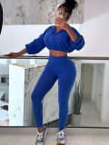 Solid Color Long Sleeve Pants 2 Piece Set CH-24059