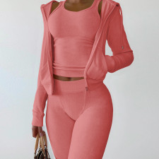 Double sided velvet Vest Hooded Three Piece Set CH-8235