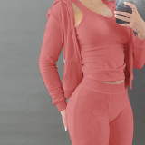 Double sided velvet Vest Hooded Three Piece Set CH-8235