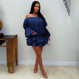 Off Shoulder Long Sleeve Mini Dress AIL-370