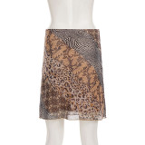 Retro Animal Print Mesh Mid-skirts GPKJ-MR51078