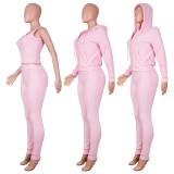 Double sided velvet Vest Hooded Three Piece Set CH-8235