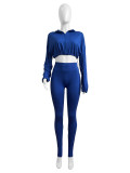 Solid Color Long Sleeve Pants 2 Piece Set CH-24059