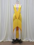 Deep V Neck Backless Tassel Maxi Dress AIL-369