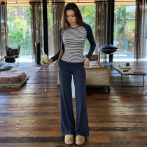 Long Sleeve Contrast Color Two Piece Pants Set GPKJ-MR51962