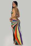 Halterneck Printed Hollow Out Maxi Dress GTYZ-7625