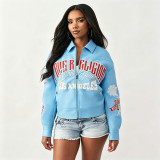 VIP1 PU Leather Letter Printed Jackets YNSF-8041