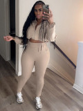 Solid Color Long Sleeve Pants 2 Piece Set CH-24059