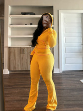 Solid Color Long Sleeve Hooded Two Piece Pants Set CH-24058