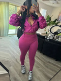 Solid Color Long Sleeve Pants 2 Piece Set CH-24059