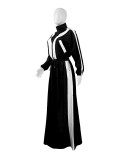 Contrast Color Long Sleeve Coat Two Piece Pants Set CH-24071