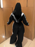 Contrast Color Long Sleeve Coat Two Piece Pants Set CH-24071