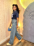 Plus Size Washed Straight Jeans GYLN-0520