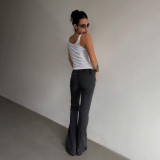 Low Waist Metal Buckle Flare Pants GPKJ-MR49498