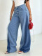 Two Tone Spliced Low Rise Jeans GYLN-5047