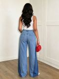 Two Tone Spliced Low Rise Jeans GYLN-5047