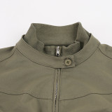 Solid Color Zipper Long Sleeve Jackets GPKJ-MR51438