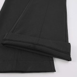 Low Waist Metal Buckle Flare Pants GPKJ-MR49498