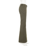 Low Waist Metal Buckle Flare Pants GPKJ-MR49498