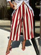 Stripe Loose Wide Leg Seventh Pants SH-391651