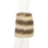 Gradient Striped Fur Mini Skirts GPKJ-MR52030
