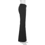 Low Waist Metal Buckle Flare Pants GPKJ-MR49498