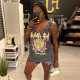Loose Sleeveless Printed Mini Dress GNZD-41240THG
