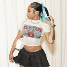 Mesh Patchwork Printed T Shirts GNZD-41283THG