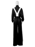 Contrast Color Long Sleeve Coat Two Piece Pants Set CH-24071