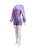 Lapel Deep V Neck Solid Romper CH-24031