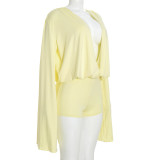 Solid Color Long Sleeve Backless Romper GSZM-C26RP347