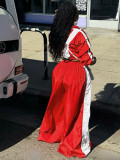 Contrast Color Long Sleeve Coat Two Piece Pants Set CH-24071