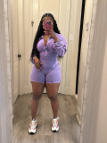 Lapel Deep V Neck Solid Romper CH-24031
