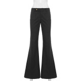 Low Waist Metal Buckle Flare Pants GPKJ-MR49498
