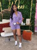 Lapel Deep V Neck Solid Romper CH-24031