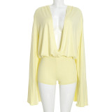 Solid Color Long Sleeve Backless Romper GSZM-C26RP347