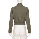 Solid Color Zipper Long Sleeve Jackets GPKJ-MR51438