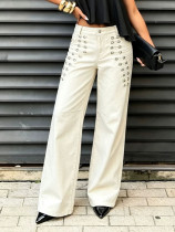Multi Row Metal Button Jeans ﻿GYLN-8609