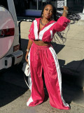 Contrast Color Long Sleeve Coat Two Piece Pants Set CH-24071