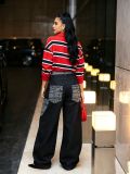 Plus Size Contrast Color Patchwork Straight Jeans GYLN-0390