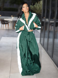 Contrast Color Long Sleeve Coat Two Piece Pants Set CH-24071