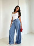 Two Tone Spliced Low Rise Jeans GYLN-5047