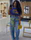 Letter Printed Wide Leg Jeans GAKF-60806
