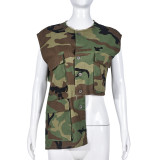 Camouflage Printed Sleeveless Vest GNZD-7649TR