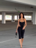 Solid Color Backless Halterneck Seventh Jumpsuit GKYS-3083