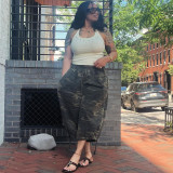 Plus Size Camouflage Printed Seventh Jeans GAKF-60701