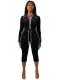 Velour Long Sleeve Zipper Two Piece Pants Set CH-26039
