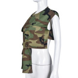 Camouflage Printed Sleeveless Vest GNZD-7649TR