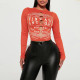Letter Printed Long Sleeve T Shirt GNZD-31490TY